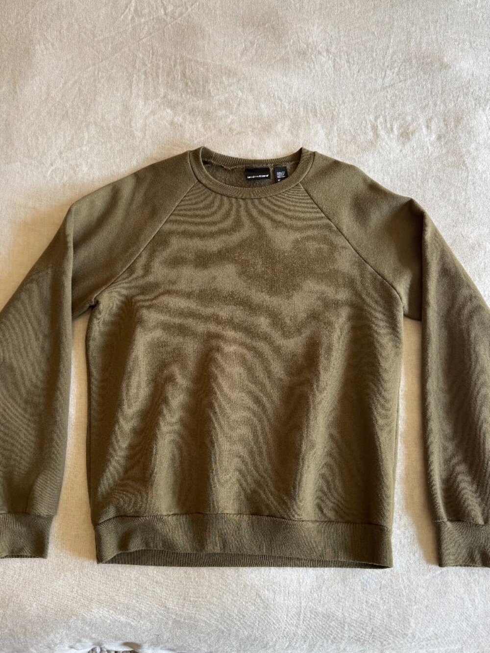 American Apparel Men's Pullover Crewneck Raglan Sweater M Olive